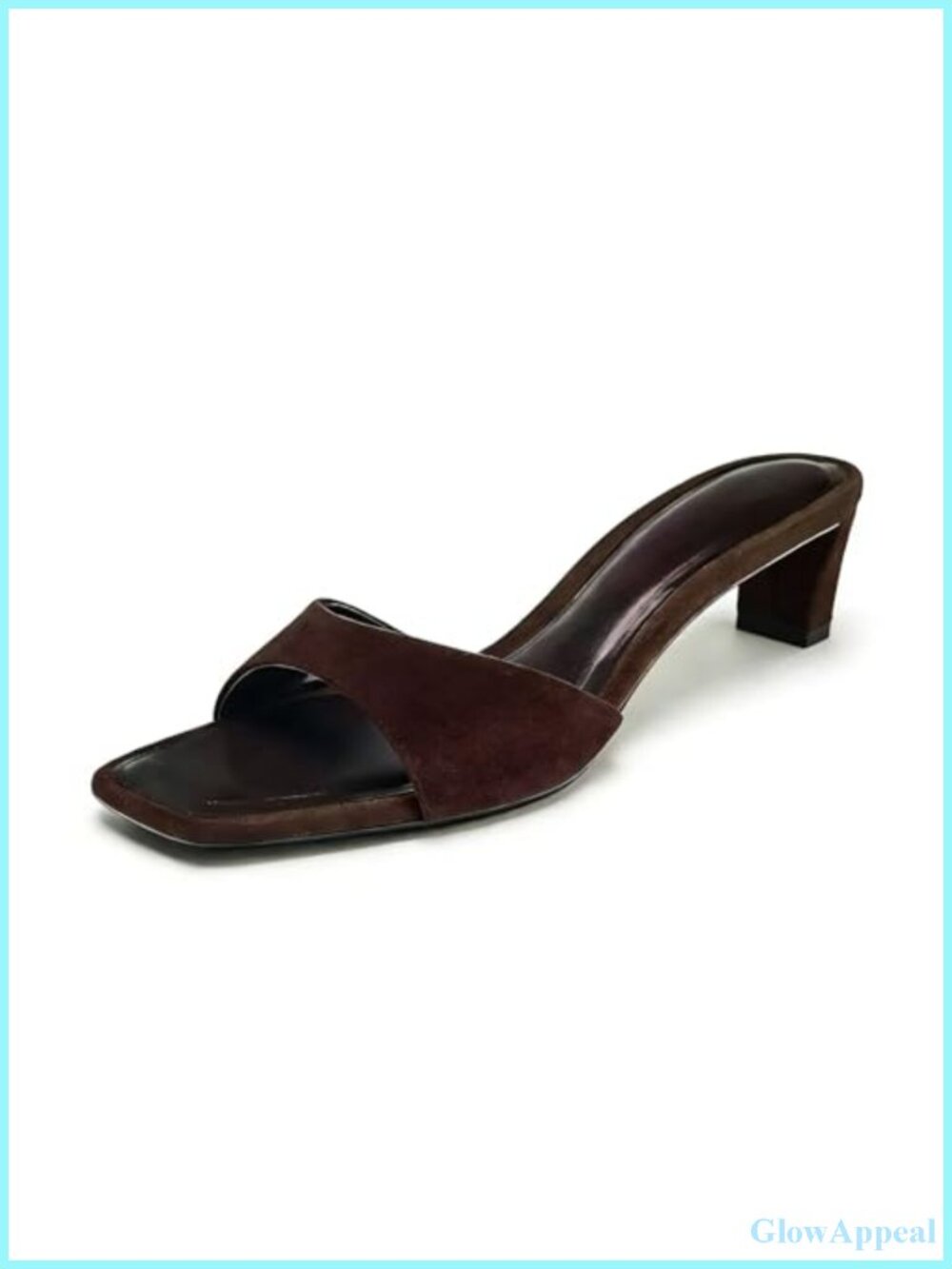 Women's Wide Strap Block Heel Sandals Square Open Toe Slip-On Dress Mules Faux